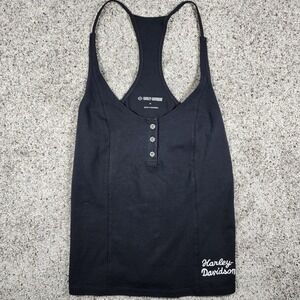 Harley-Davidson Black Racerback Henley Tank Top